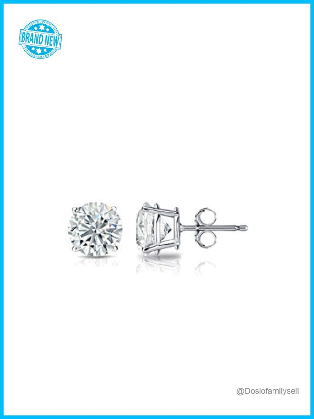 14k White Gold Lab Grown Diamond Stud Earrings 4-Prong Push Back